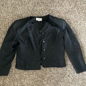 Navy blue puffer style jacket with SHOULDER PADS